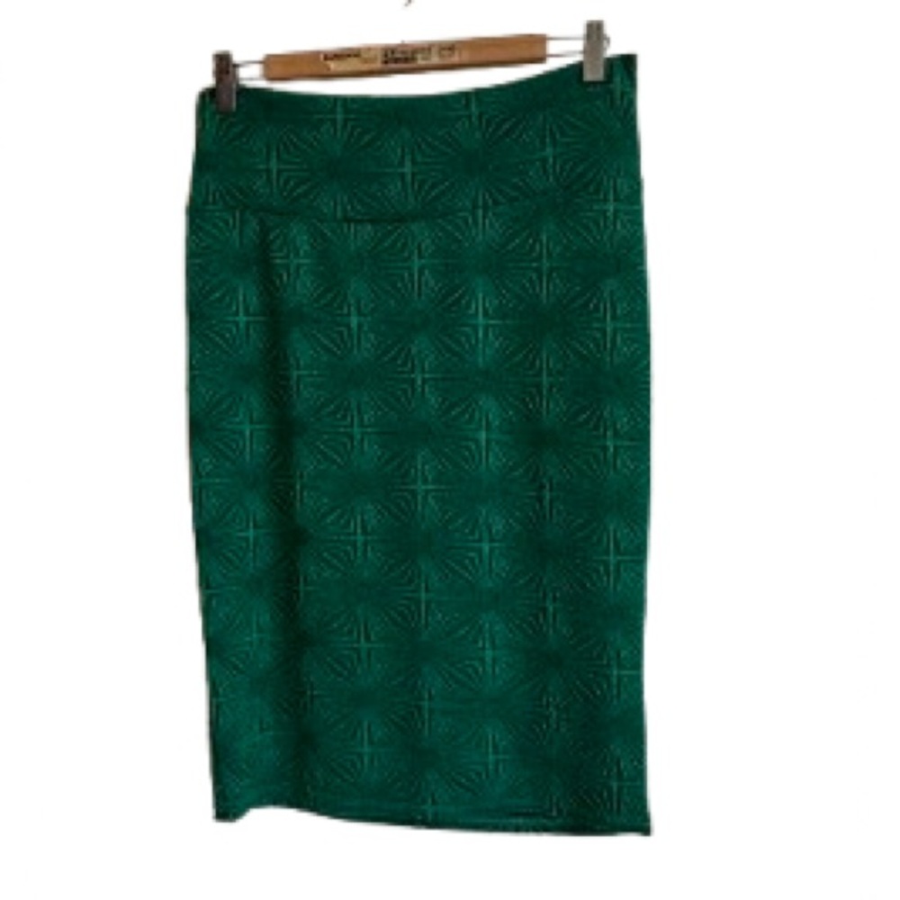 LuLaRoe Deep Green Textured Pencil Skirt -Size M